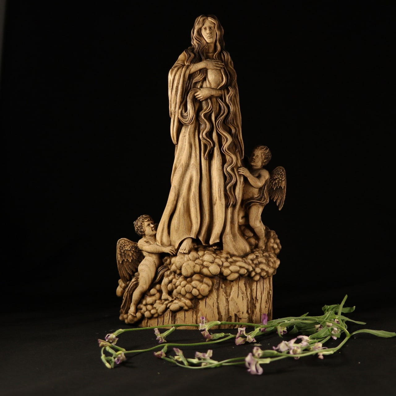 Handcrafted Mary Magdalene Wooden Statue