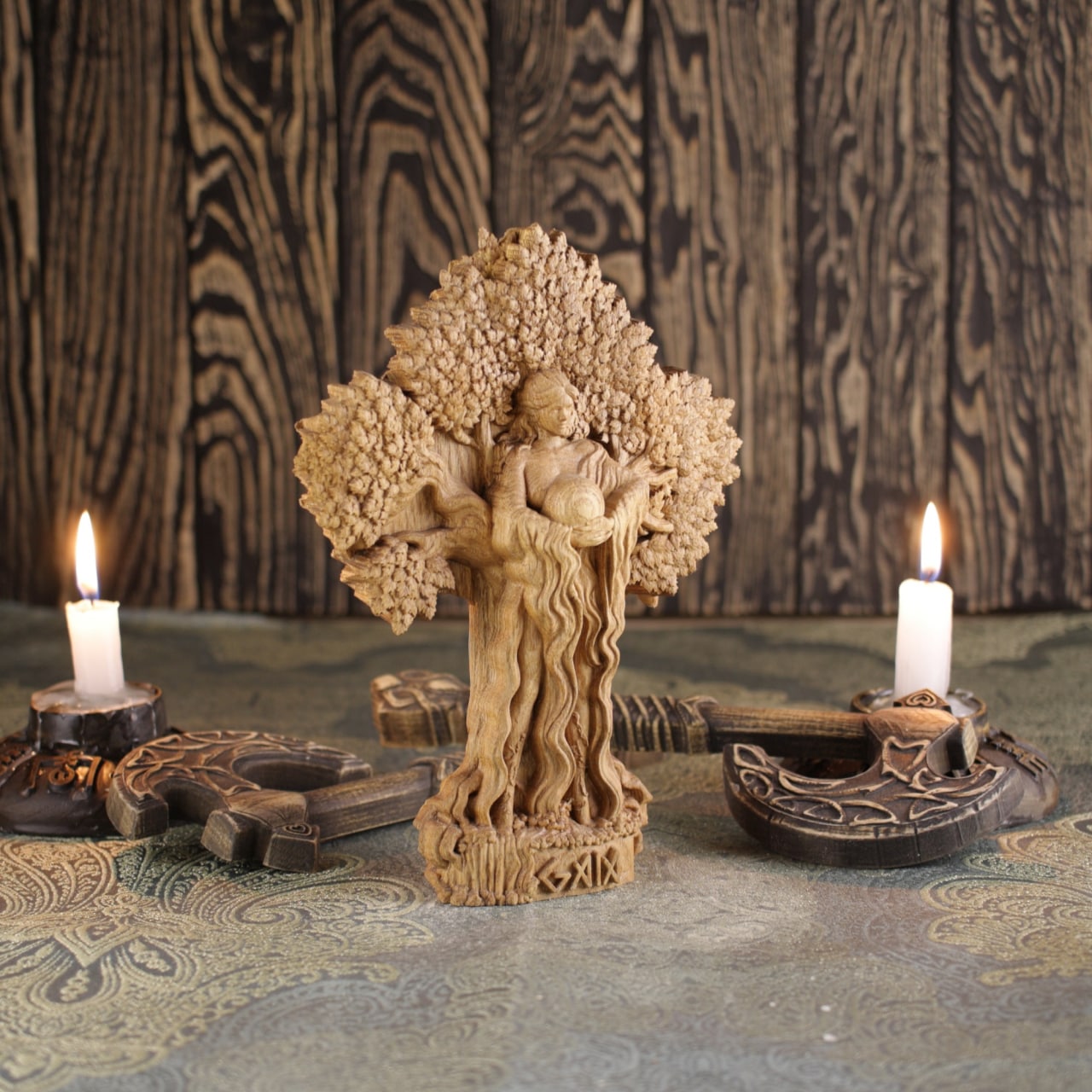 Gaia - Wooden Greek Goddess Statue