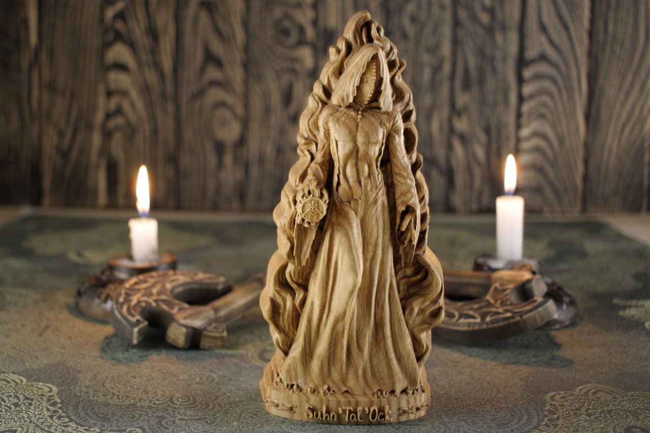 Satanic Sculpture Suhn’tal’ock - Wooden Witchcraft Statue