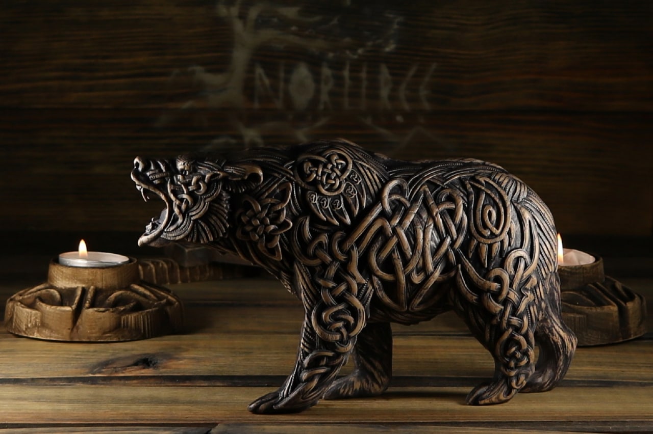 Carving Viking Bear Statue - Wooden Viking Statue