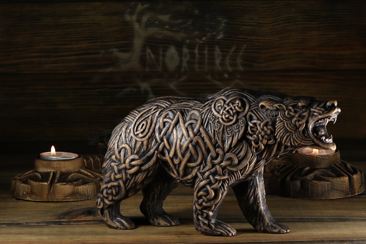 Carving Viking Bear Statue - Wooden Viking Statue
