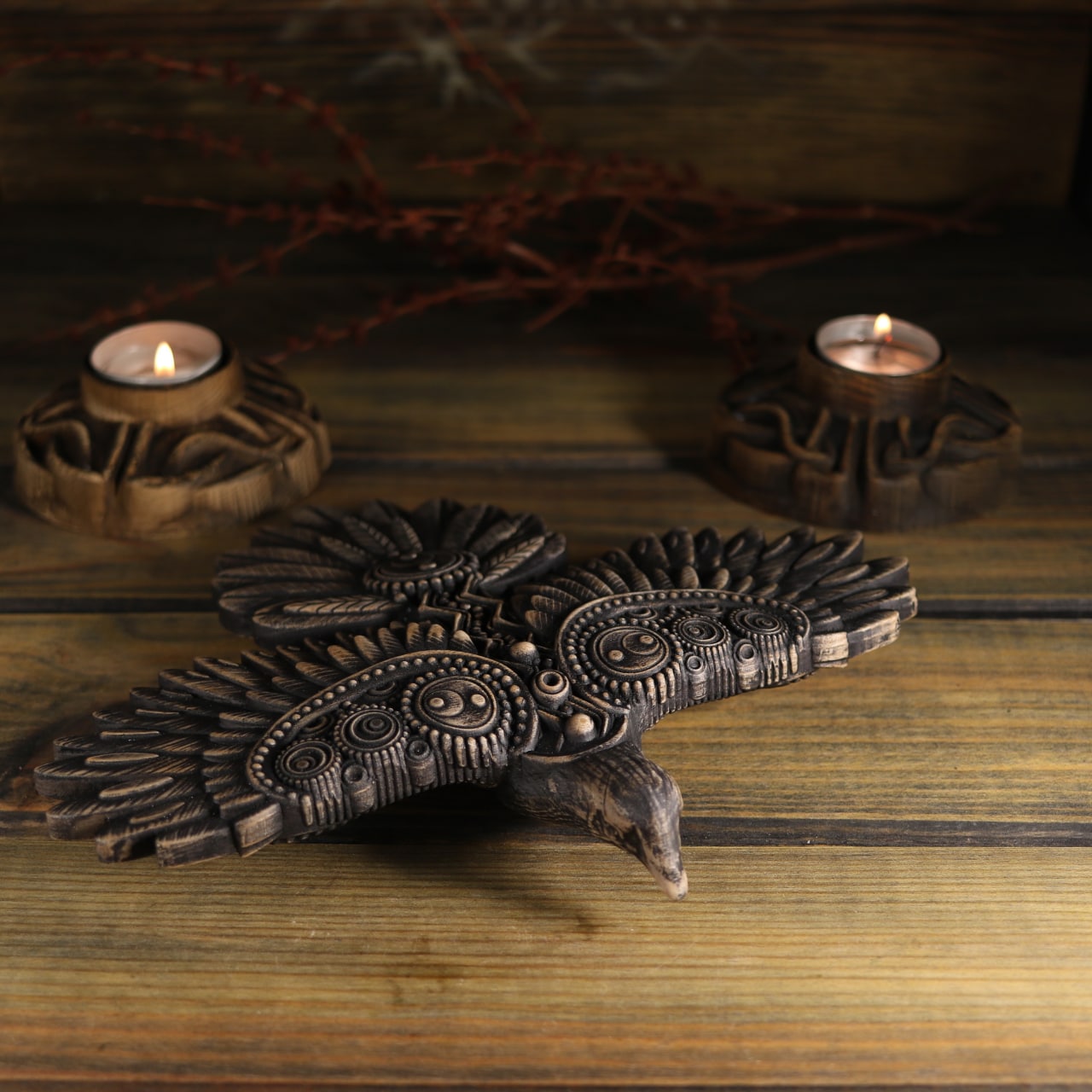 Raven, Norse mythology, wooden statue, wooden animal