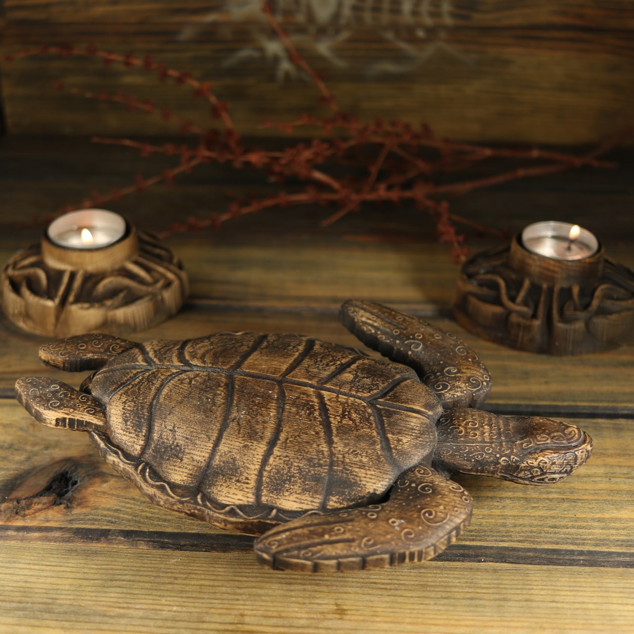 Turtle, Celtic turtle, wooden statue, animal statue