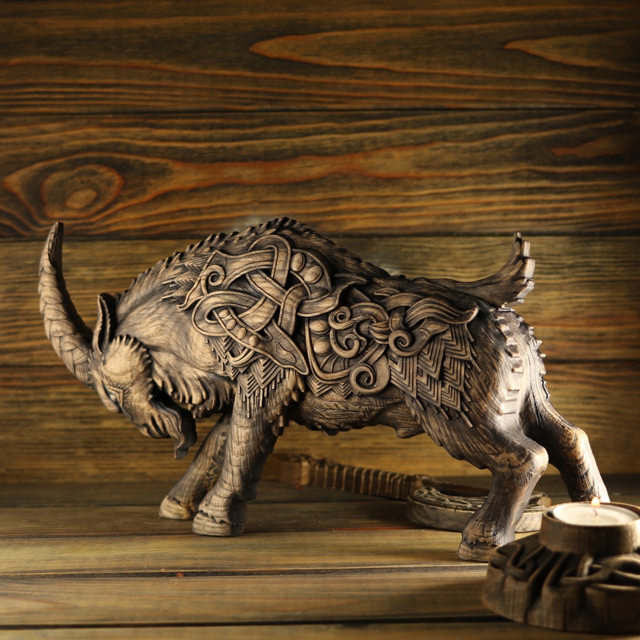 Thor's Goat Tanngrisnir - Wooden Viking Goat Thor