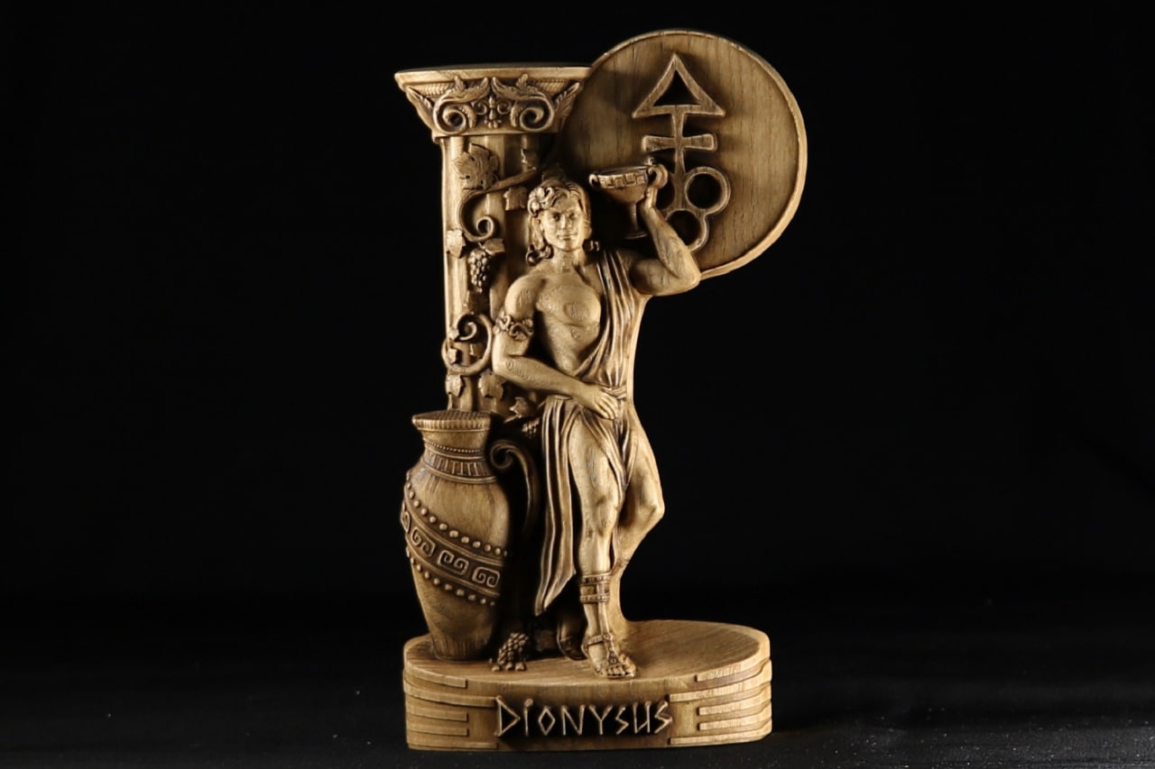 Dionysus, Wooden statue, Greek sculpture, Wood carving