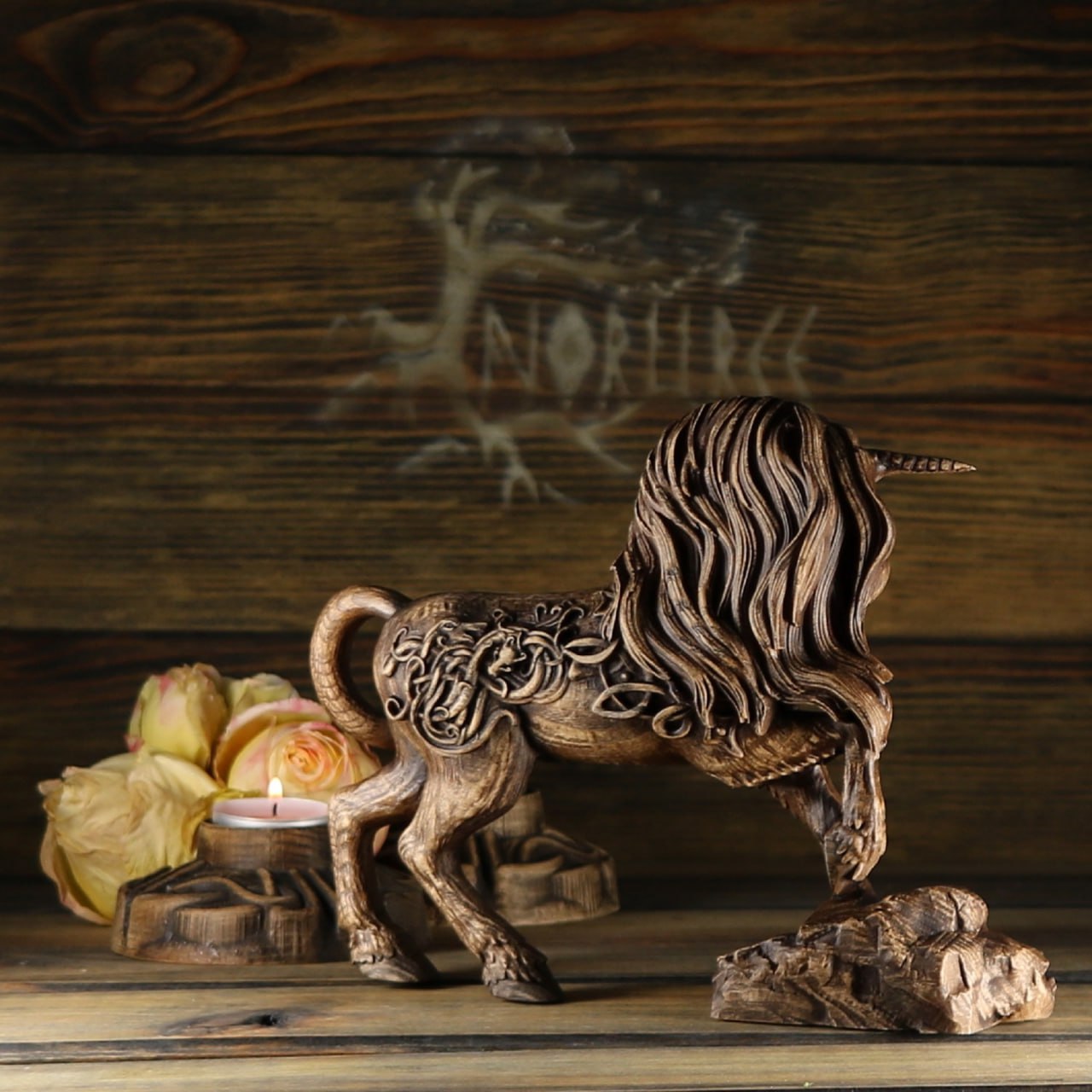 Unicorn, Unicorn sculpture, wooden statue