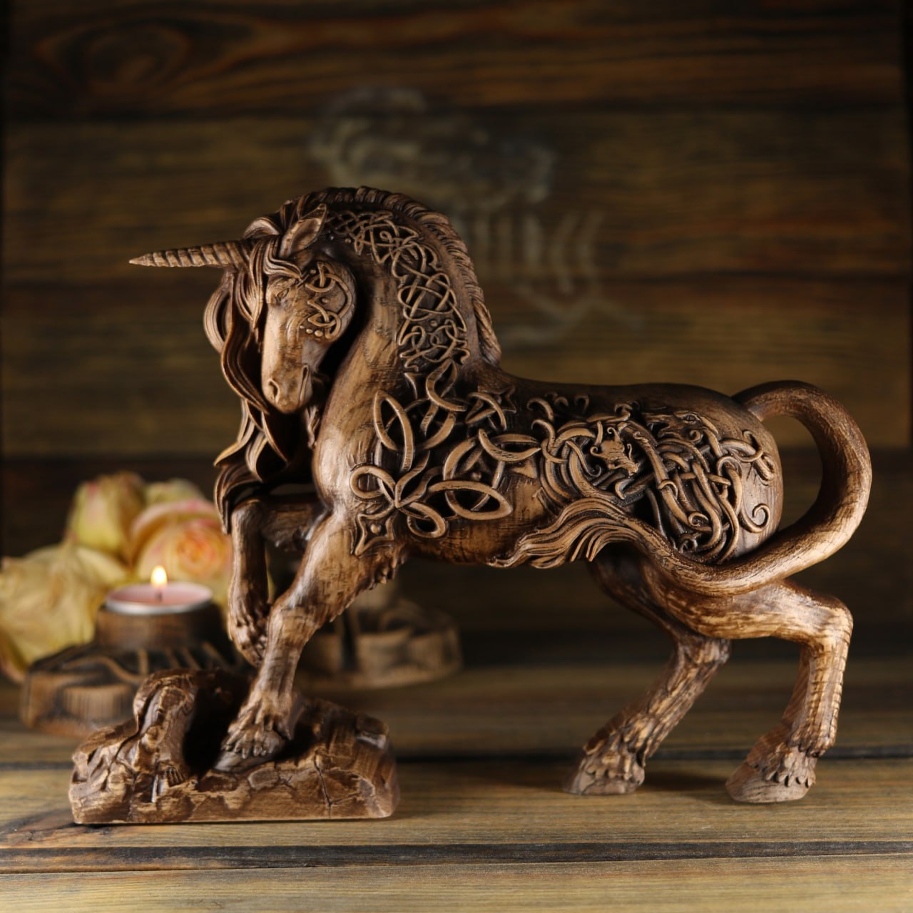 Unicorn, Unicorn sculpture, wooden statue