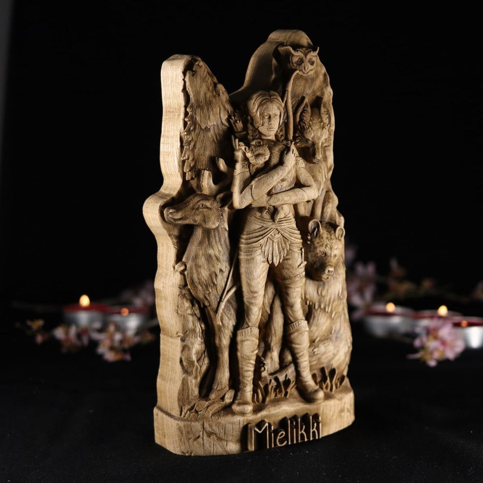 Wooden Goddess of Forest Mielikki Statue Art Carving Shop